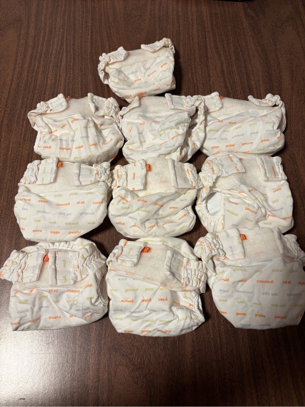 Adjustable Newborn Size Cloth gDiaper Cover with Orange and Green Print